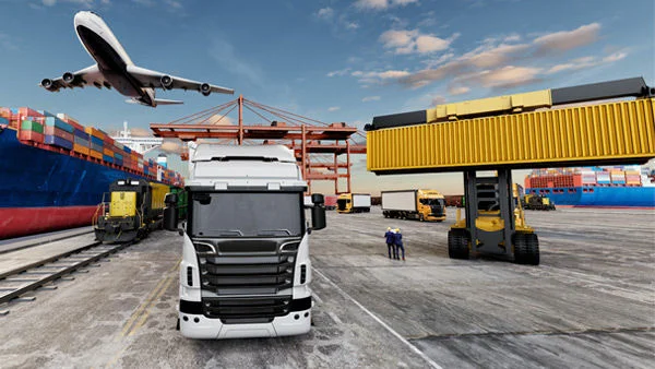 shipping yard with modes of moving freight 